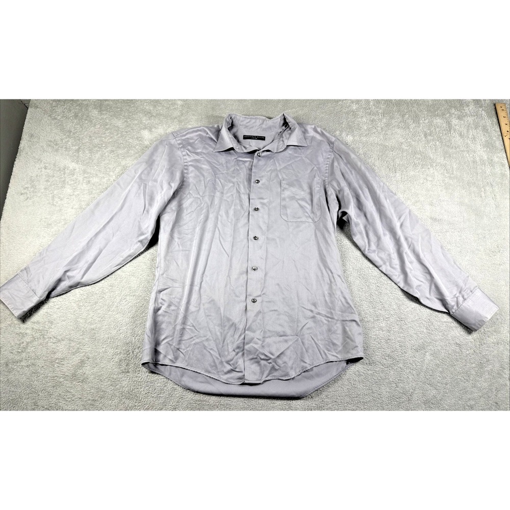 Geoffrey Beene Men's Fitted Wrinkle-Free Dress Shirt‎ Lavender Gray 16.5 34/35